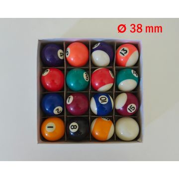 Set 16 Biglie per biliardo (Diam. 38 mm) - misura ridotta